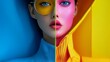 © Oulailux - A woman's face is split into two halves, one half is blue