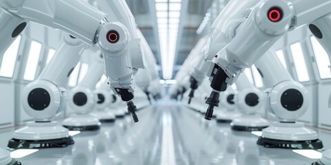 Poster - Abstract robotic arms performing maintenance tasks, symbolizing automation in system maintenance