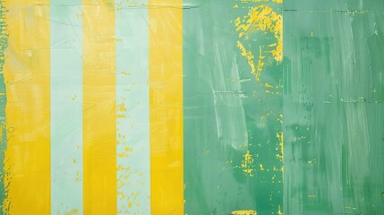 Wall Mural - Green with yellow stripes and light blue background