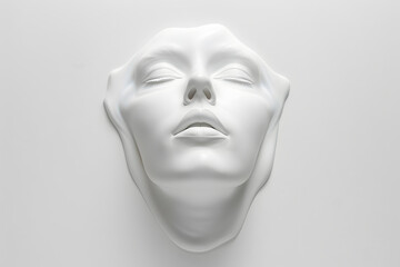 Wall Mural - 3d white sculpture of woman face with closed eyes isolated on a simple background