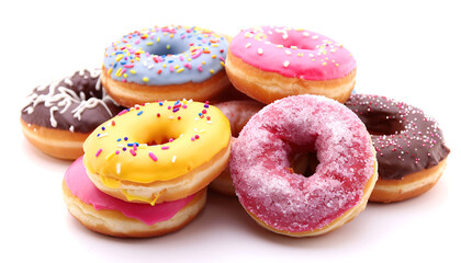 Wall Mural - sweet glazed donuts isolated on white background