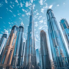 Poster - Futuristic Skyline of Innovative Architectural Masterpieces Under a Clear Blue Sky