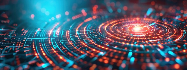 Poster - asymmetric encryption, holographic obfuscation, intrusion detection, dark tech background