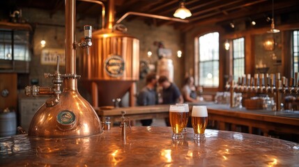 capture the ambiance of international beer day with a vibrant brewery tour scene. show visitors expl