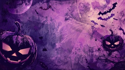 Poster - Grim Halloween poster with violet distressed texture and space for text or image