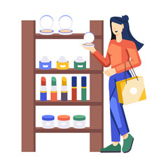 Canvas Print - A flat style illustration of cosmetic shopping 


