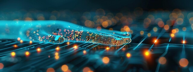 Poster - Encrypted communication, holographic interface, advanced data security, modern tech