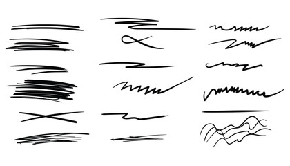 Poster - Handwritten strokes on transparent background. drawn with a pen. set of hand drawn marker lines. brush lines