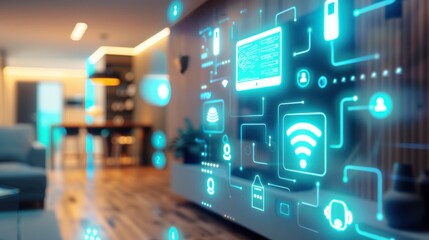 Poster - IoT devices connected in a smart home network, innovative and efficient.
