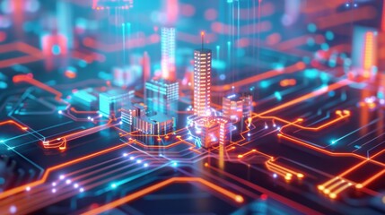 Poster - Network slicing technology visualized in a 5G network, efficient and customizable.