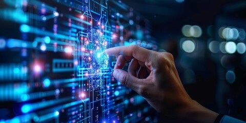 Poster - A programmer developing artificial intelligence algorithms for machine learning applications, highlighting innovation in AI