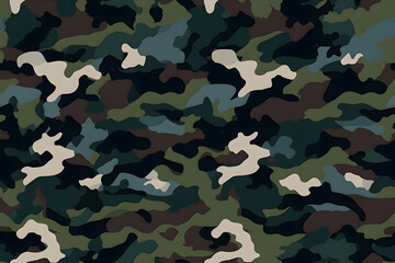 Canvas Print - Camouflage seamless pattern, military fabric background texture