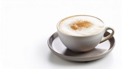 A cozy cup of cappuccino with frothy milk and a sprinkle of cinnamon, perfect for a relaxing break or morning routine.