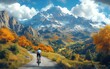 © GabriElla - Solo cyclist riding through a scenic mountain pass. Featuring winding roads and expansive views. Emphasizing the thrill of cycling and natural beauty. Ideal for cycling and outdoor adventure content.