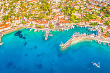 Wall Mural - aerial view of the city Bol in summertime, croatian travel destination