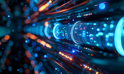 Poster - Dynamic Glowing Data Cables Inside a Busy Computer Server for High-Speed Information Transfer at Night
