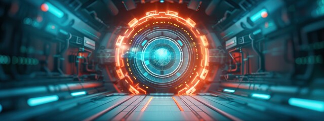 Poster - Transparent directional, holographic patch system, dark background, advanced tech