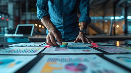 Poster - visionary business leader analyzing strategic data and charts for planning and decision making