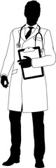 Poster - Silhouette doctor man medical healthcare person in a lab coat holding a clipboard.