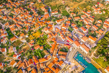 Wall Mural - Aerial view at city center of Jelsa town, old historical place