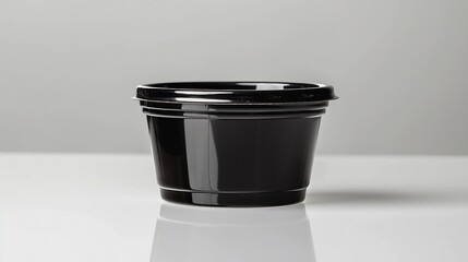 Poster - Black plastic disposable sauce cup isolated on white : Generative AI