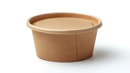 Poster - Disposable kraft paper bowl with plastic lid isolated on white background : Generative AI