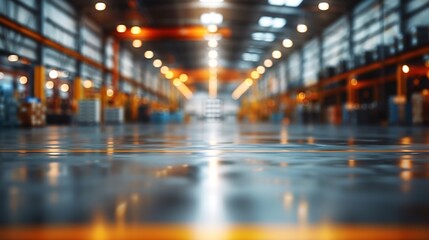 Poster - Abstract blurred factory and warehouse room background for industry : Generative AI