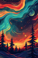 Wall Mural - background with stars