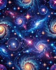 Wall Mural - Colorful cosmic swirl of stars and galaxies.