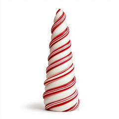 Poster - Christmas tree made of candy canes, arranged in a conical shape with red and white stripes, isolated on white 