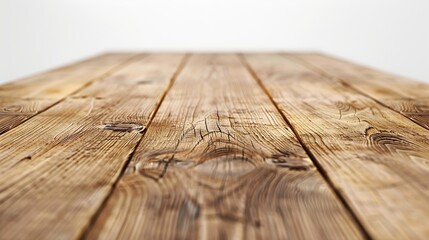 Aufkleber - Empty light wooden table isolated on white : Generative AI