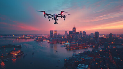 Wall Mural - Aerial View of Boston by Drone