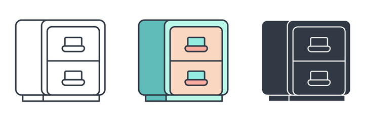 Fototapete - Filing cabinet icon symbol vector illustration isolated on white background