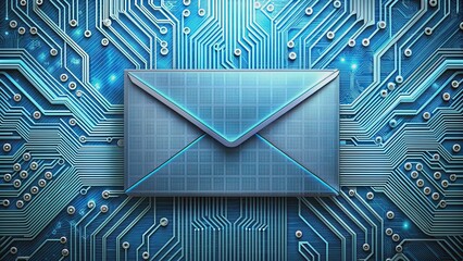 Canvas Print - Email security concept with envelope on circuit board, email security, digital, technology, encryption, protection