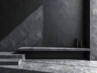 Poster - Sleek Minimalist Black Backdrop for Product Presentation with Subtle Shadows