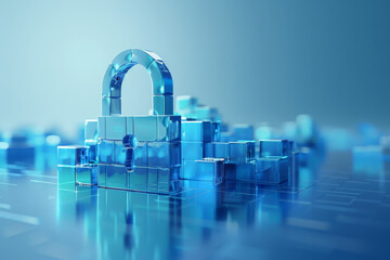 Poster - 3d art of Data privacy abstract concept  information safety regulation