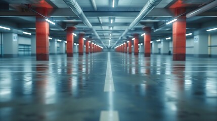 Poster - Empty parking garage in modern apartment : Generative AI
