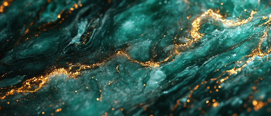 Wall Mural - The beautiful pattern of the natural dark green jade gives a sense of luxury and elegance. It is suitable for use in designs that require the prominence and charm of natural gemstones. Ai generate.