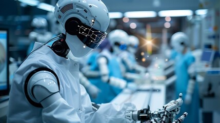 Aufkleber - Medical worker using technology smart robot AIConcept of healthcare and medical AI technology services and advance of technology Artificial Intelligence for future healthcare : Generative AI