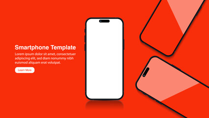 Poster - High Quality 3D Realistic Smartphone Mockup Banner for UI and UX Presentations - Front View of Cell Phone and Mobile Phone with App on Screen. Vector.