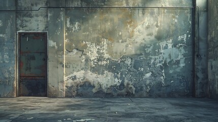 Poster - Empty warehouse room with Grungy stucco concrete wall floor room as background corner of old grunge interior Abstract architecture background : Generative AI