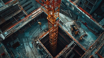 Aufkleber - Construction crane working on large construction site : Generative AI