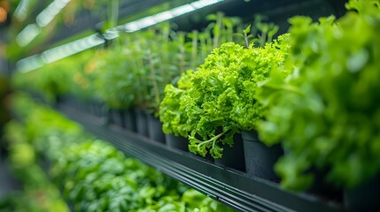 Poster - Vertical Urban Hydroponic Farm with Multi Level Produce Growth Under Lighting