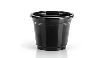 Poster - Black plastic disposable sauce cup isolated on white : Generative AI