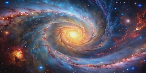 Wall Mural - dynamic galactic swirls and colorful star fields in the vast cosmos, captured through mesmerizing as