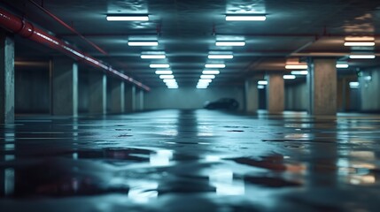Poster - Empty parking garage in modern apartment : Generative AI
