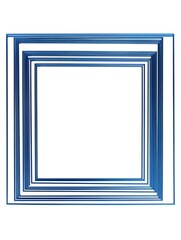 A blue metal rod frame on a white background, designed as an area for text or presentations, featuring a square frame composed of lines