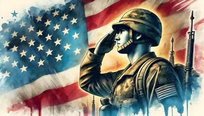 Wall Mural - Veterans Day salutes the valor and dedication of American soldiers. Their unwavering commitment and sacrifice for our country's freedom and security are a profound inspiration to us all.