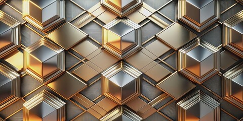 Wall Mural - Futuristic metallic backgrounds with gold, copper, and silver tones