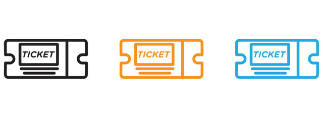Poster - Ticket icon Flat vector set outline